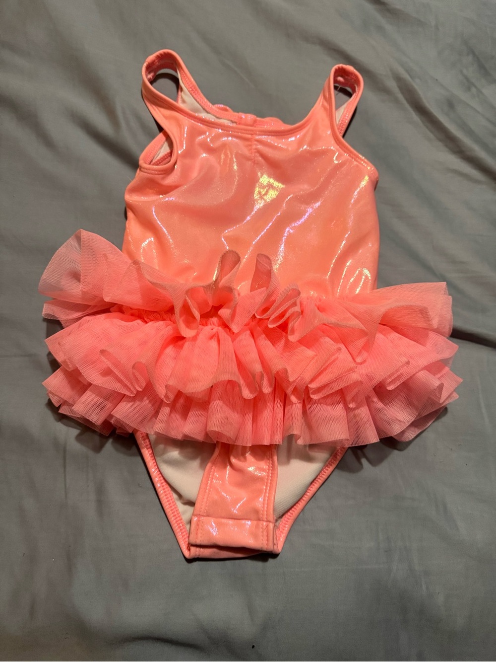 Cat & Jack Coral Pink Shiny Tutu Swimsuit